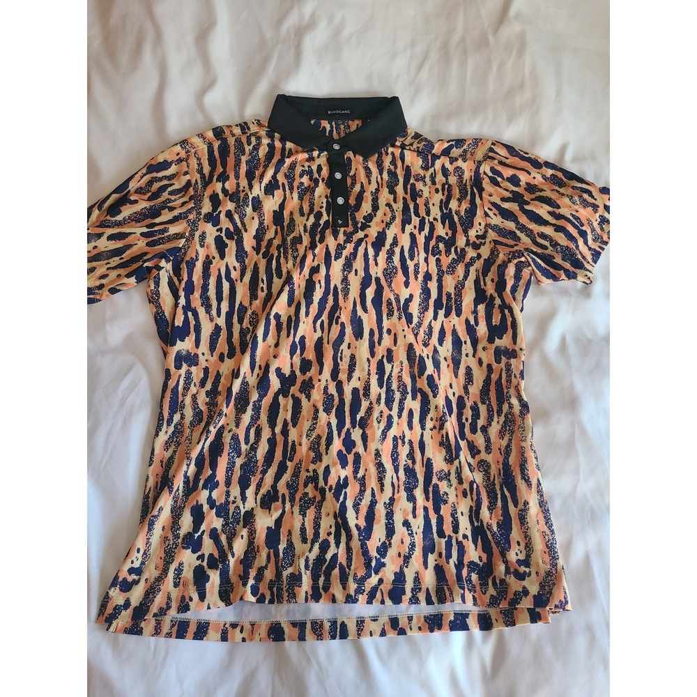 BYRDGANG Mens XXL Leopard Print Short Sleeve Golf Polo Shirt Colorful Collar - Picture 16 of 16
